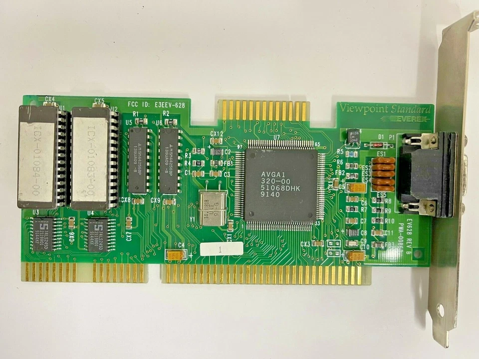 VINTAGE 1991 EVEREX EV628 VIEWPOINT AVGA1 256K ISA VGA CARD FCC E3EEV-628 MXB104 - Image 1 of 3
