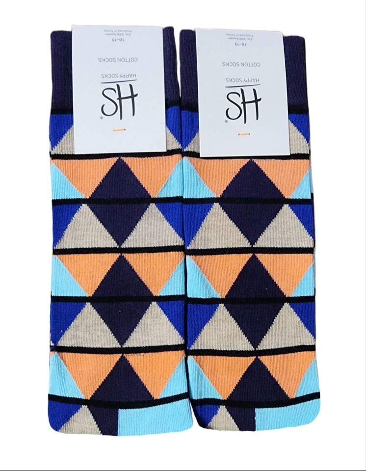Juego de 2 pares de calcetines HAPPY SOCKS triángulos de algodón púrpura para hombre talla 8-12 nuevos con etiquetas Foto 1 de 1