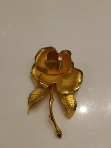 Vintage Gold Rose Brooch Signed Cerrito - Picture 1 of 3