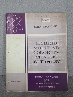 Manual de reparación de televisión Sears vintage híbrido modular color chasis de TV de 16"-25" Foto 1 de 4