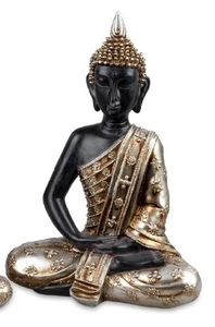 formano Buddha schwarz - gold 33cm aus Kunststein gefertigt antik gold 7 47 25 9 - Bild 1 von 1