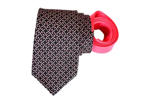 TOMMY HILFIGER MEN'S TIE BLACK, RED/GEOMETRIC MEN'S TIE Width: 3.25" Length: 59" - Picture 1 of 3