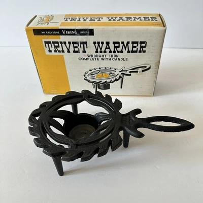 Calentador de alimentos vintage VIKING de hierro forjado trivet olla soporte vela Japón con caja Foto 1 de 4