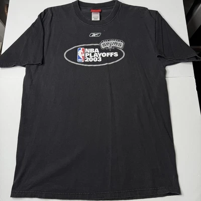 Vintage San Antonio Spurs Shirt Mens Medium NBA Playoffs 2003 Reebok Tee 00s - Image 1 of 4