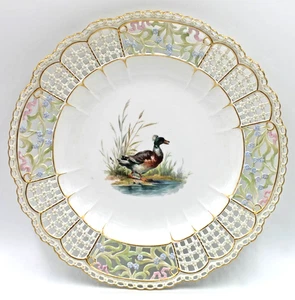 Antique Meissen Porcelain Reticulated Game Bird Plate (s) Mallard Duck Drake 10” - Picture 1 of 5