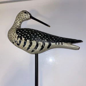 Geschnitzter Holz Ufer Vogel handbemalt lange Schnabel 12" hoch - Bild 1 von 13