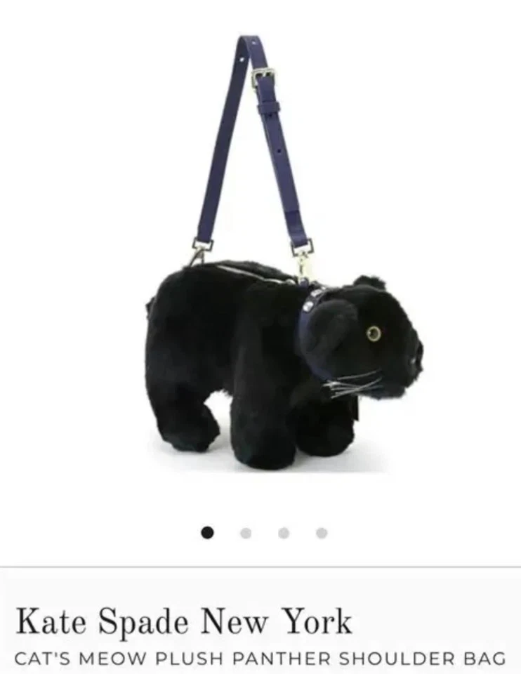 BOLSO DE HOMBRO KATE SPADE CAT’S MEOW FELPA PANTERA ~ ¡EN PERFECTO ESTADO! Foto 1 de 4