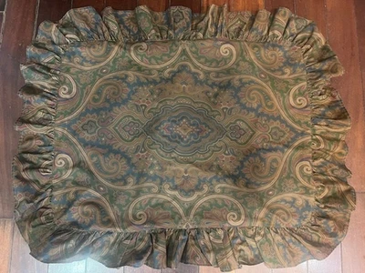 De Colección Ralph Lauren Brianna Paisley Almohada Estándar Falso Volantes Sobre Espalda ¡BONITO! Foto 1 de 3