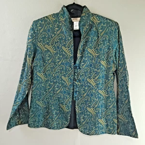 Anu by Natural Green Paisley Kimono Long-Sleeve Jacket Small - Picture 1 of 10