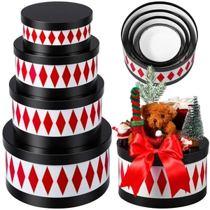 4 Pcs Christmas Drum Round Gift Boxes with Lids Nutcracker Nesting Gift Boxes... - Bild 1 von 6