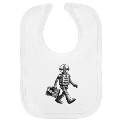 Babero de bebé de algodón suave 'Robot with Record Deck' (BI00056984) Foto 1 de 3