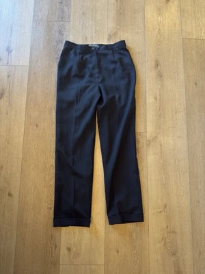 Salvatore Ferragamo Women’s Black Wool Straight Leg Pants Sz 12 Italy Lampo Zip - Image 1 of 4