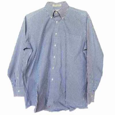 Hathaway 16-34 Men's blended pinpoint oxford USA made blue white striped button  - Image 1 of 4