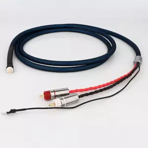 OFC Paraspifferi Placcati Argento 5 DIN Maschio a 2 RCA Phono Braccio Cavo Filo di Terra - Foto 1 di 8