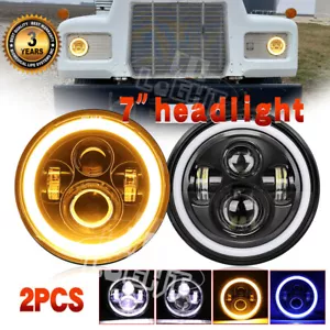 Par de faros LED redondos de 7 pulgadas azul halo DRL señal de giro alta/baja para camión Mack R - Imagen 1 de 12