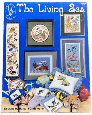 Pegasus Publication The Living Sea Cross Stitch Pattern Book Fish Coral Ocean - Image 1 of 4