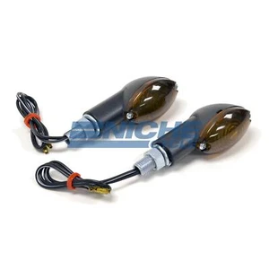 2.5" Mini Cateye Turn Signals Lights 12 Volt Black Smoked Amber - Picture 1 of 2