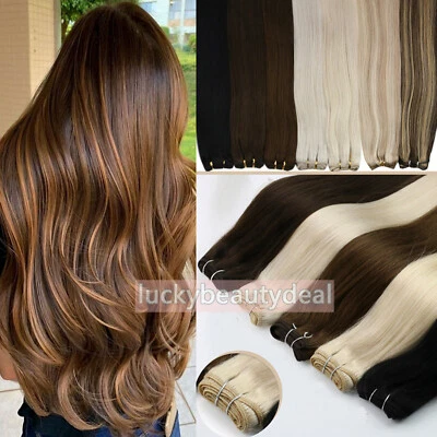 Sew in Weft Hair Extensions Double Weave Wefts Sew in Remy Human Hair Bundle100g - image 1 of 4