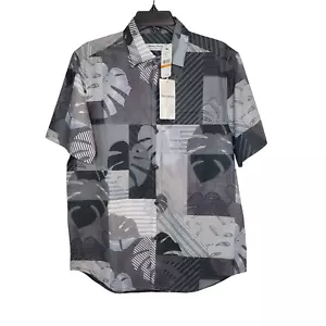 Tommy Bahama Mens Bahama Coast Patchwork Palms Camp Shirt Black Gray SZ S/P - Picture 1 of 16