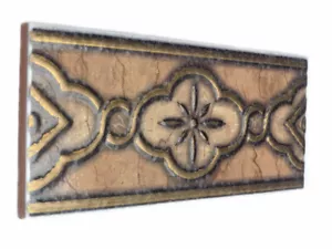 Fliesenbordüre 23x10cm Fliesenbordüren Badbordüren Laud marron hellbraun gold - Bild 1 von 3