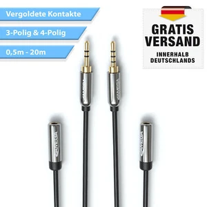 Przedłużacz AUX 4-biegunowy 3-biegunowy TRRS 3,5 mm wtyczka jack do gniazda 3,5 mm - Zdjęcie 1 z 16