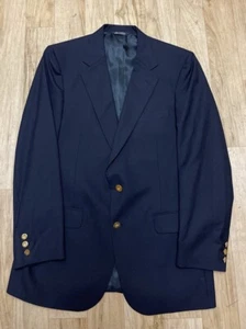 Vintage Burberrys Pure Wool 2 Button Sport Coat Jacket Blazer Men’s Navy - Picture 1 of 14
