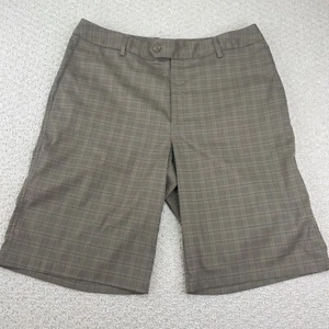 Under Armour Shorts Mens 34R Tan Plaid Drive Performance Golf Stretch - Picture 1 of 6