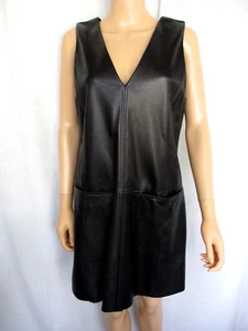 Gianno Bini Black Leather Dress Medium Sleeveless Fully Lined - Picture 1 of 10