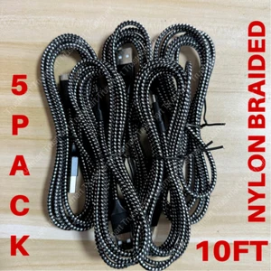 For Samsung Android LG Charger Cord 5-Pack 10Ft Micro USB Fast Charge Cable Lot - Picture 1 of 10