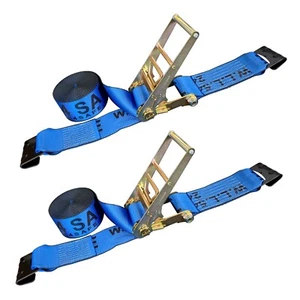 Paquete de 2 correas de trinquete de 4" x 30' con gancho plano plataforma remolque granja amarre - Imagen 1 de 7