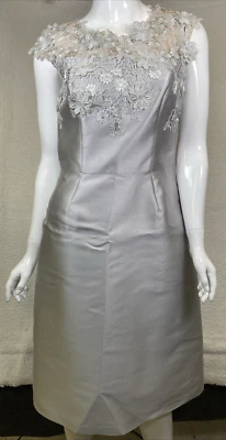 Nina Raynor Lace Detail Gorgeous Silver Evening Dress, Size 6 - Image 1 of 4