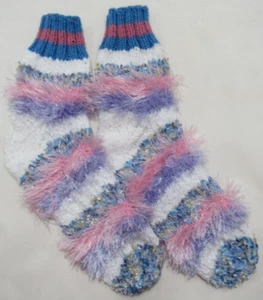 Calcetines de cama grandes tejidos a mano para mujer a rayas súper lindos suaves acogedores difusos #29 - Imagen 1 de 1