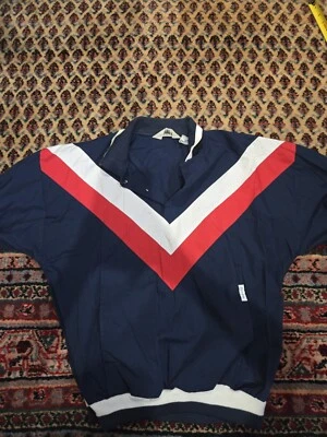 Christian Dior Vintage Cortavientos Manga 1/4 Rayas V Camisa Rojo Blanco Azul  Foto 1 de 4