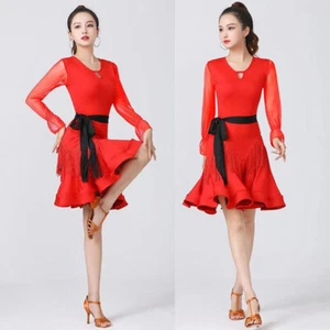 Vestido de Baile Latino Práctica Salón de Baile Rumba Salsa Cha Cha Disfraz Ropa de Baile Tango - Imagen 1 de 13