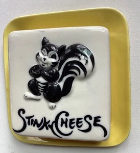Stinky Cheese Skunk Vintage Ceramic Butter Dish & Lid Kitchen Kitch 1950s Funny - Picture 1 of 8
