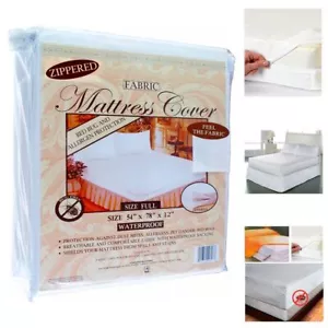 6Pack Full Size Fabric Zippered Mattress Covers Waterproof Bug and Dust Mite - Picture 1 of 1