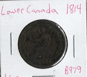 Moneda Baja Canadá 1/2 Penny Token 1814 B979, Wellington/Gran Bretaña - Imagen 1 de 4