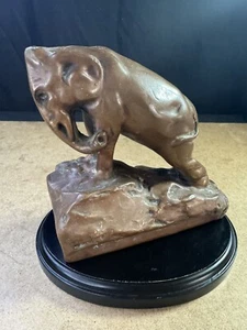 Antique 1920s Bronze Elephant Sculpture 5.5” Modernist Art Bookends - Picture 1 of 18