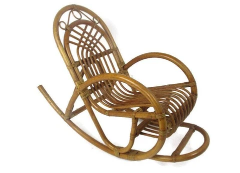 Vintage Bamboo Rattan Rocking Child chair Rocker Hollywood Regency Romantic Cover
