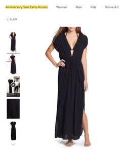 Neu ohne Etikett Elan Strandkleid tiefer V-Ausschnitt blau M - Bild 1 von 5