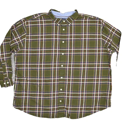 Tommy Hilfiger Hombres Camisa Abotonada Manga Larga Algodón Verde Cuadros Talla 4XL Foto 1 de 4