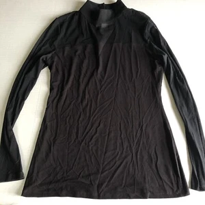 INC International Concepts Black Mesh Long Sleeve Blouse Sz L A60 - Picture 1 of 4