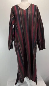 Vtg J. Peterman Garam Masala Striped Kaftan Dress Sz Large Women’s Oversized - Picture 1 of 6