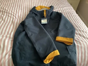 Seasalt Rain Reversible Raincoat Blue  YellUK 12 Womens Waterproof Mac Coat Hood - Picture 1 of 3