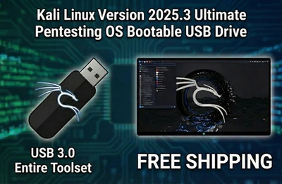 Kali Linux 2025.3 Pentesting Live USB, Full Image & Entire Toolset Cybersecurity - Image 1 of 4