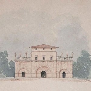 Carl Ferdinand Busse Schinkelschule Architekturentwurf Villa sign Aquarell 1856 - Picture 1 of 3