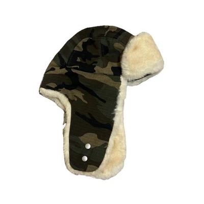 Talla pequeña/mediana - Gorra trampera de piel Stussy FW25 (verde camuflaje) Foto 1 de 4