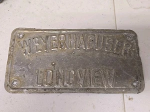 Raro Weyerhauser Longview WA balsa de troncos identificación placa registro años 20 - Imagen 1 de 4