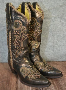 CORRAL Bronze Studded Leather Snip Toe Embroidered Cowgirl Western 7M Boots 1217 - Picture 1 of 17