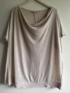 BN NEXT Ladies Beige Soft Linen Cowl Necked T’shirt Size 22/24 - Picture 1 of 7